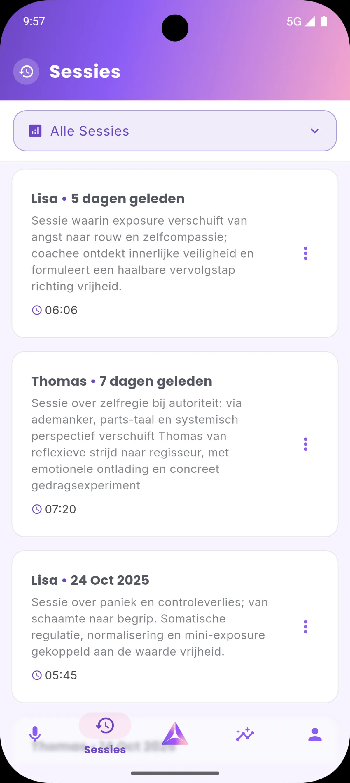 Prism app screenshots - coaching app voor Nederlandse coaches